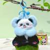 Plush Panda Animal Keyring Pendant With Flower Hat For Bag Decor And Key Chain