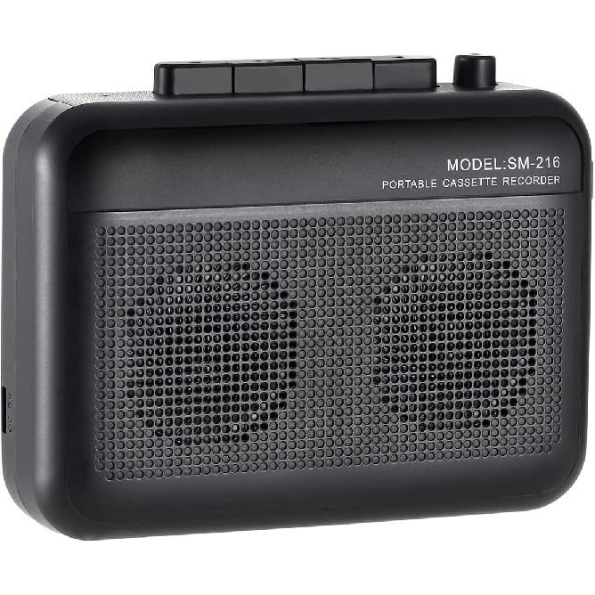 Portable Cassette Player Recorder with Bluetooth Transmitter, Walkman Cassette Tape Player with Headphone Jack, Build-in Speaker, Microphone Jack,