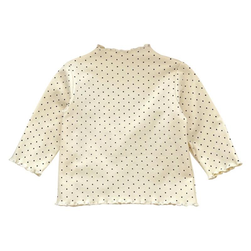 Топ с длинным рукавом для девочки, плиссированная хлопковая футболка с принтом, детский топ