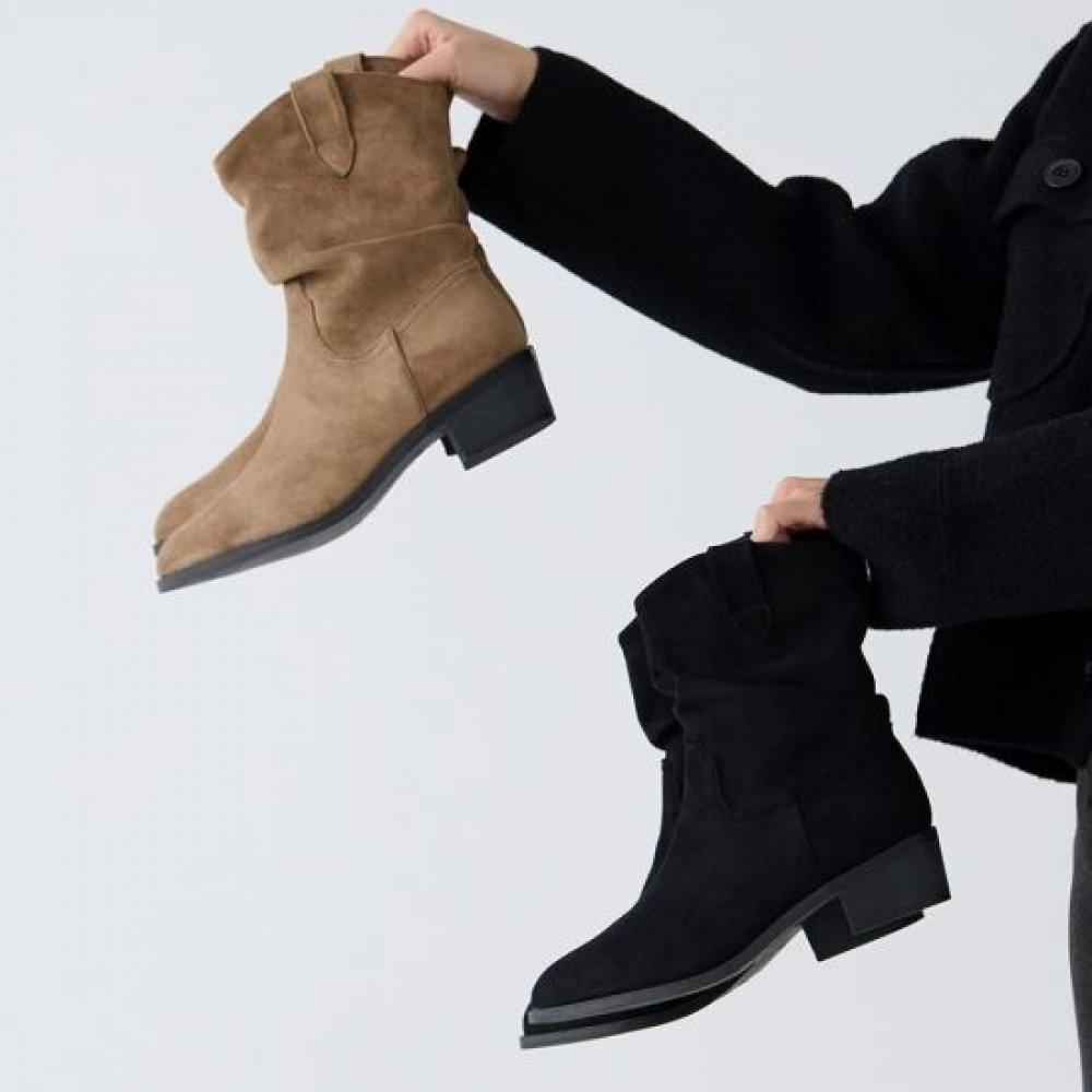 Jisyu Suede Fleece Lined Evia Western Boots 4cm