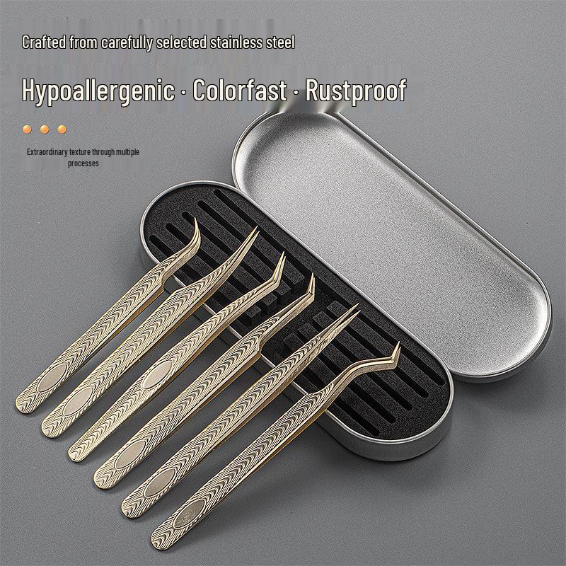 Blooming Gold Feather Eyelash Tweezers - False Eyelash & Extension Tool
