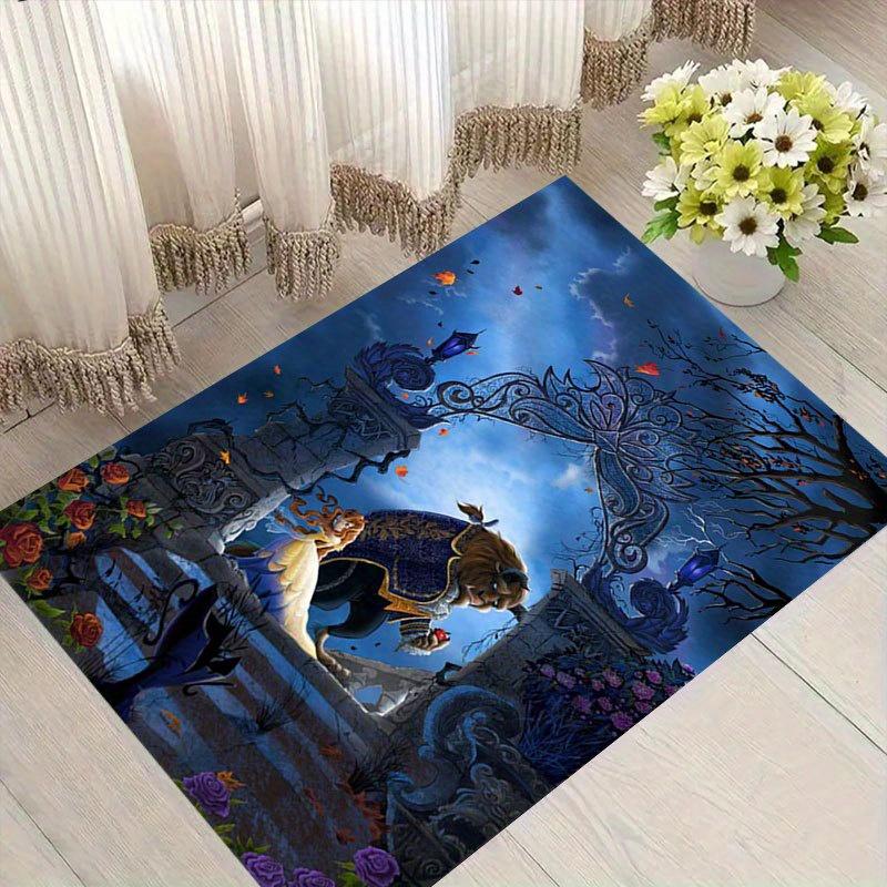 1 шт. Ковер с рисунком «Красавица и Чудовище» от Disney, коврик для зоны, нескользящий ковер, коврик для пола, моющийся вручную, подходит для гостиной, спальни, домашнего декора