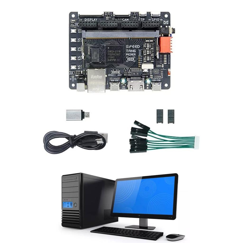 Плата разработки Tang Primer 20K FPGA для RISC-V и встраиваемых систем с портами LUT4, PMOD и дополнительной док-платой