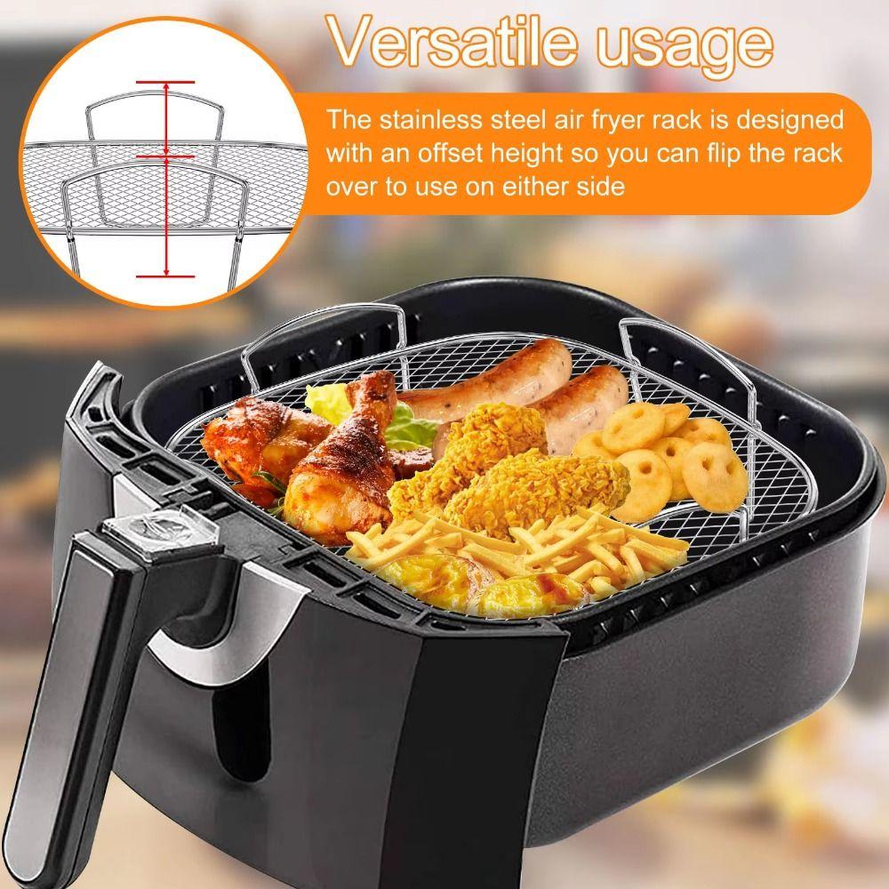 Stainless Steel Mesh Air Fryer Baking Rack Rust-proof Air Fry Basket Steaming Cooling Grid  Kitchen