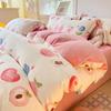 Milk Velvet Four-piece Set Double-sided Velvet Thickened Three-piece Dormitory Faley Velvet Bed Sheet Quilt Cover Coral Velvet Winter