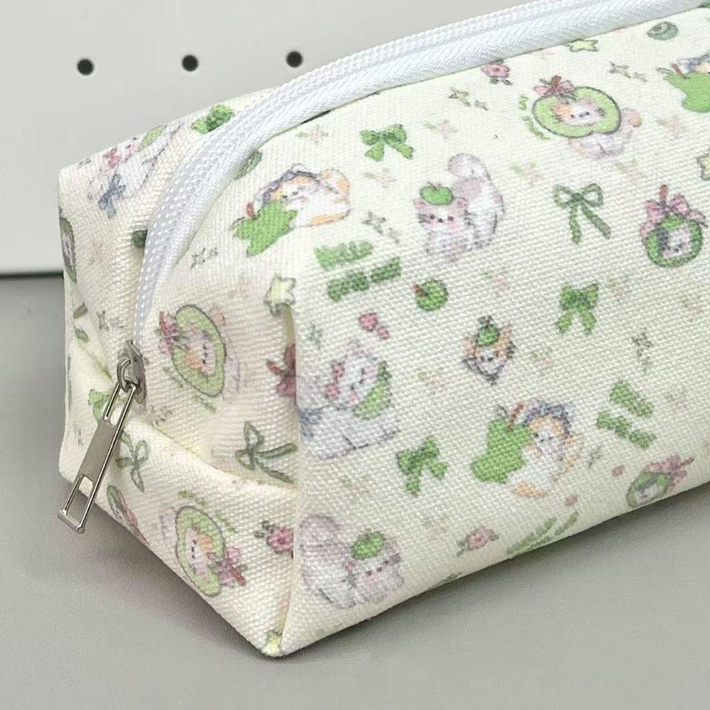 Canvas Pen Bag Cat Printted Patterns Stationery Bag Multi-Purpose Pencil Box School Office