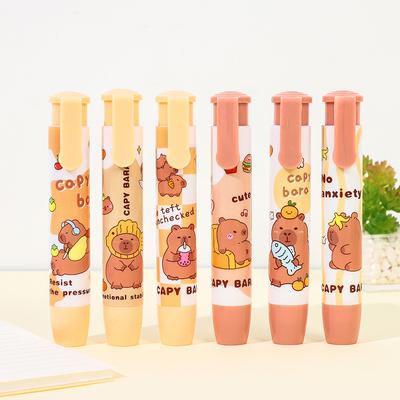 Творческий милый Capybara Нажмите на ластики мультфильм Kawaii выдвижной резиновый карандаш ластики для детей студентов письмо рисунок