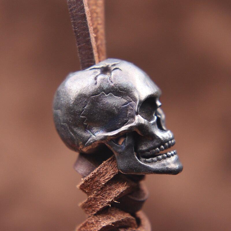 Пулевое отверстие Череп Скелет Нож Бусина Ремешок Подвеска Латунь Панк Ужасы Голова призрака Статуэтки EDC DIY Паракорд Браслет Аксессуар