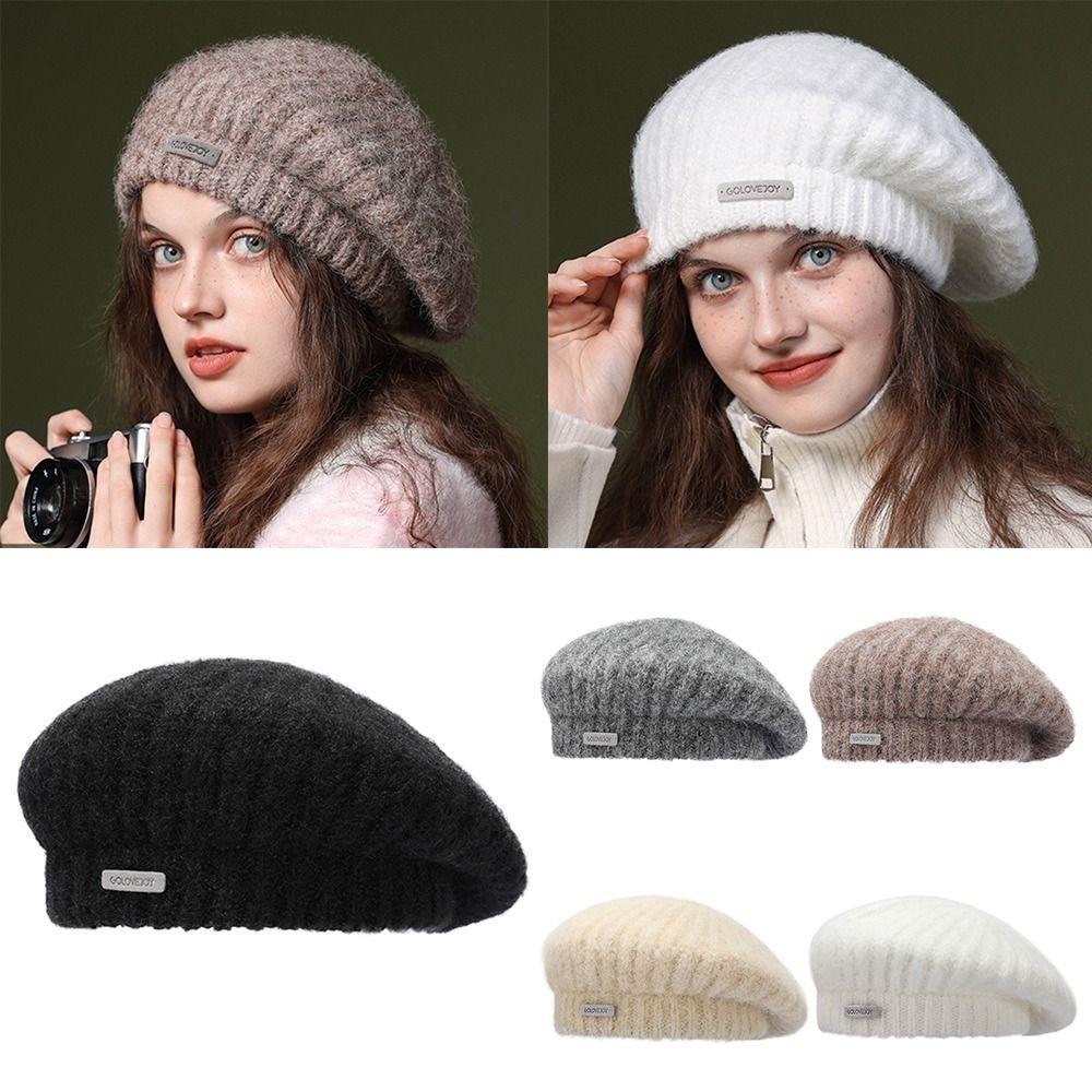 Женские береты во французском стиле, вязаные черные береты, модная французская шляпа для женщин