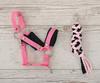 Hobby Horse Set: A3 Halter with Black Fur + Rope Lead - Black and Pink