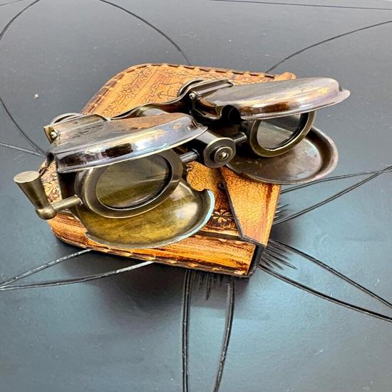 Латунная подзорная труба, складной монокуляр, морской телескоп для приключений в кожаной коробке ручной работы, коллекционный подарок для него и для нее