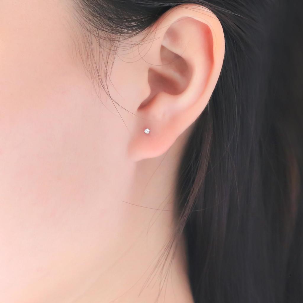 ESTELLE [Official] Women's Earrings, 10K White Gold with White Topaz, 0222-9557-0019-0000