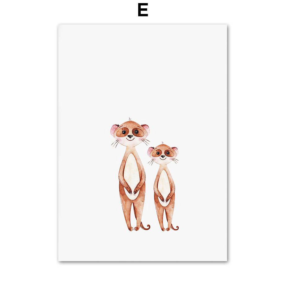 Слон, Жираф, Лев, Зебра, Бегемот, Сурикат, детские постеры и принт, мультяшная настенная живопись на холсте, детская комната, домашний декор