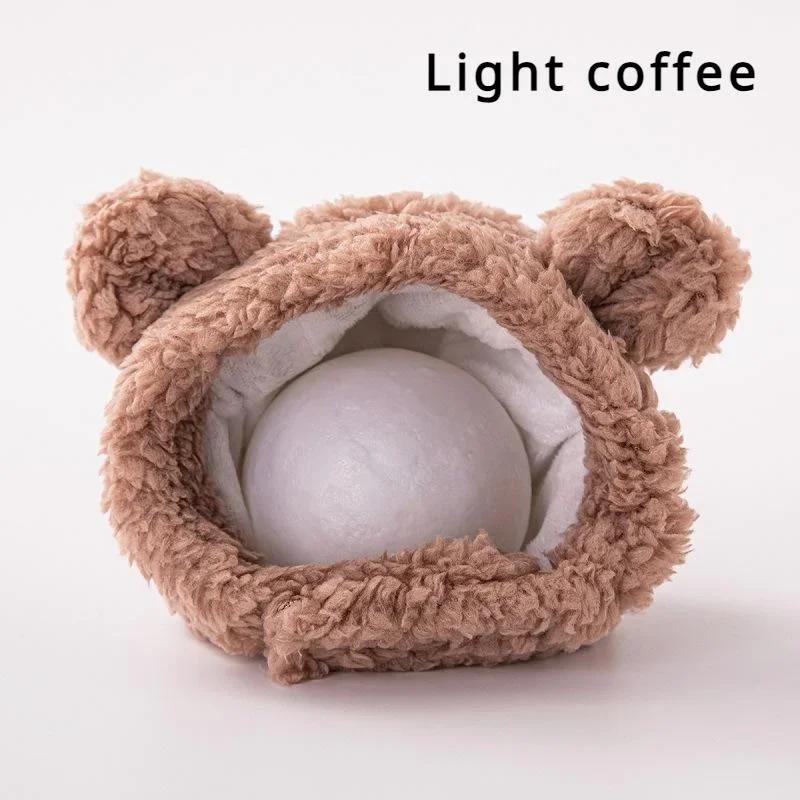 Размер XS-L Мягкая пушистая шапка для собак, однотонные розовые теплые шапки для кошек, осенне-зимние аксессуары для головы медведя для домашних животных, принадлежности для косплея котят