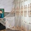 1 панельная перегородка, прозрачная занавеска, роскошная синяя прозрачная занавеска с вышивкой, кружевная фильтрующая занавеска, винтажная цветочная занавеска для окон для гостиной