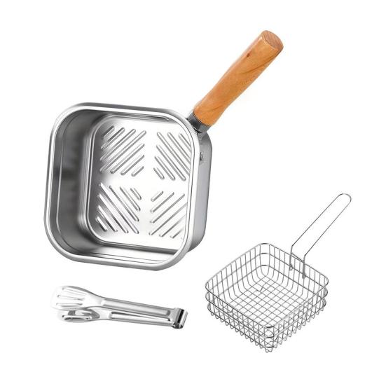 Маленькая фритюрница пароварка кухонная утварь кухонный инструмент деревянная ручка нержавеющая сталь