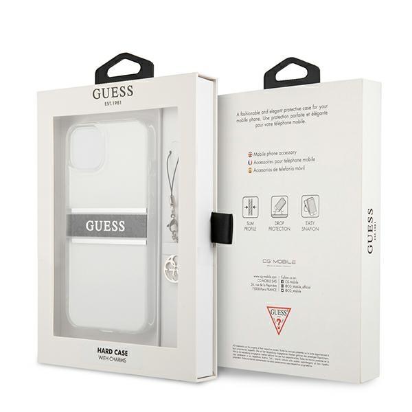 Etui do iPhone 13 mini Guess Przezroczyste 4G Szare z Paskiem
