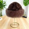 Leopard print hat warm plush autumn and winter Mongolian hat retro thickened cold-proof face small ear protection bucket hat