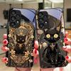 Черный Золотой Кот Для Samsung Galaxy S10 S20 Plus S21 FE S22 S23 S24 FE S25 Ultra Черный Чехол для телефона из закаленного стекла Твердая оболочка