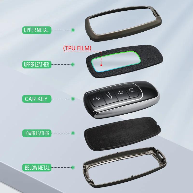 Декоративные Накладки Сплав + Кожа Чехол-Оболочка Брелок Цепочка Для Chery Omoda C5 5 fx 7 8 pro plus 2022 2023 Пульт Ключ P