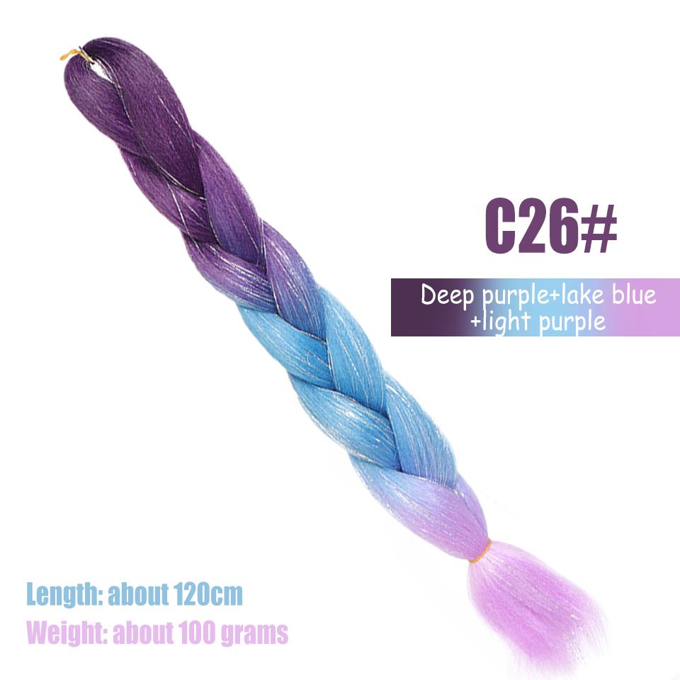 120 см блестящая большая коса синтетический парик женский многоцветный химическое волокно высокотемпературный шелк плетение вручную косичка парик