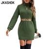 Women's Fashion Casual Solid Color Print Autumn Winter Long Sleeve High Neck Loose Sweaters