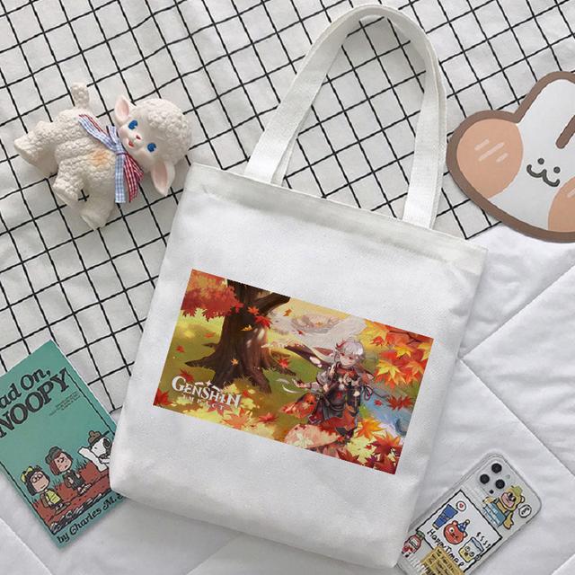 Женская сумка с героями мультфильмов Genshin Impact, сумка-шопер Y2K, повседневная модная женская сумка на плечо, японская холщовая сумка в стиле Харадзюку, большая вместительная сумка