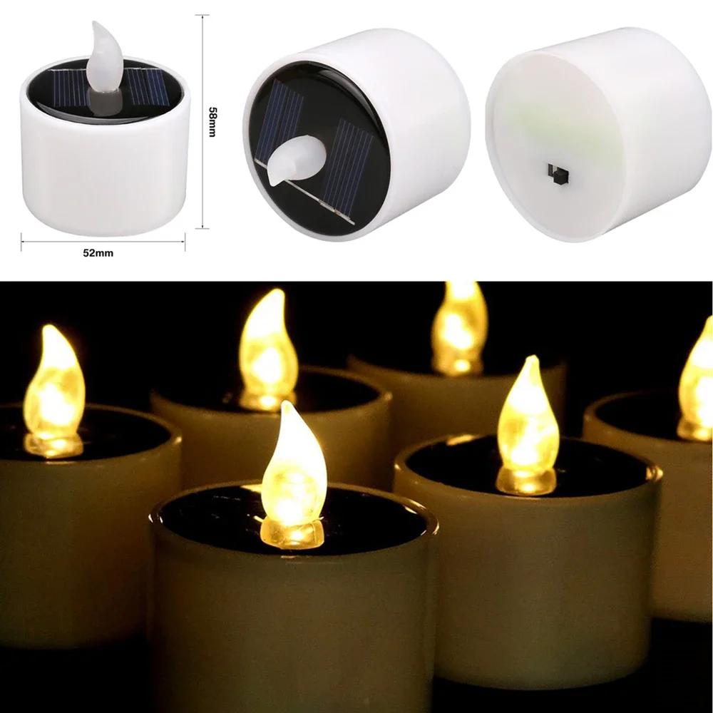 12/24Pcs Solar Candles Rechargeable Flameless Flicker Outdoor LED Candle Waterproof Nightlight Garden Bedroom Party Home Decor