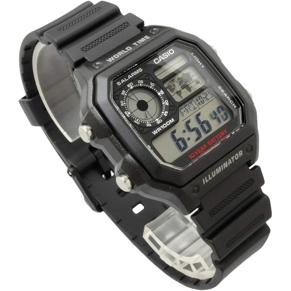 Casio Мировое время AE-1200WH-1AV Цифровые часы Черные Мужские Повседневный стиль