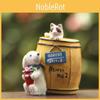 Cute Cartoon Wine Barrel Cat And Dog Mini Model Ornament For Photography And Gift Use