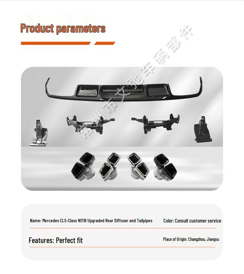 AMG CLS63 Rear Lip Exhaust Tips & Diffuser Kit for 2013-2017 Mercedes CLS-Class W218