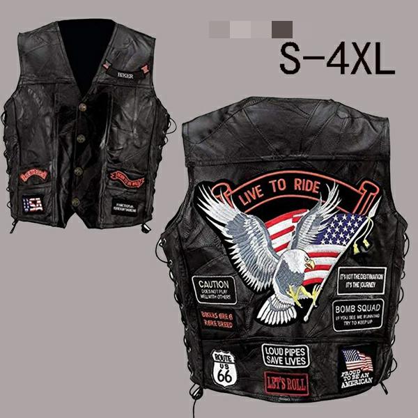 Fashion Leather Biker Motorcycle Vest Punk Vest Concealed Carry Biker Vest with Patches Motorcycle Jackets