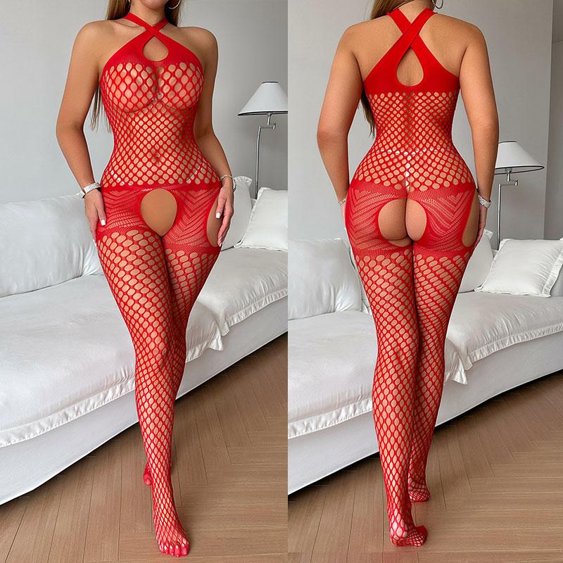 Sexy Ladies Outfit Fishnet Bra Panty One Piece Crotchless Sex Tights High Stretch Body Stockings Erotic Costume Porn Underwear