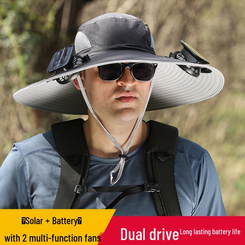 Men's Solar-Powered Cooling Hat with Fan for Outdoor Work
