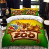 Cartoon Animal Duvet Cover King Queen Zoo Tiger Elephant Lion Bedding Set Kids Colorful Wildlife 2/3pcs Polyester Quilt Cover