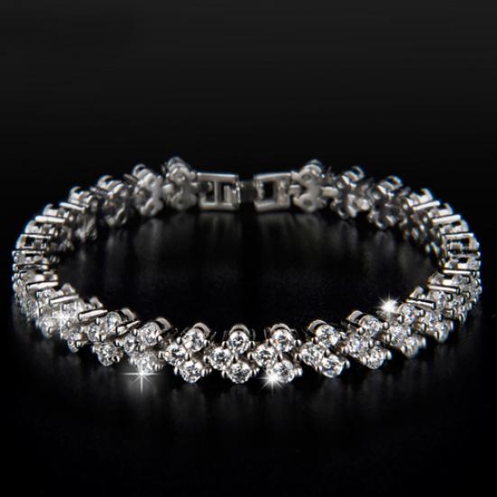 Elegant Women's Dazzling Rhinestone Bangle Bracelet Wedding Engagement Jewelry