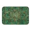 VIKAMA Bohemian Mandala Flower of Life Doormat Non Slip Waterproof Entry Floor Rug Blue Gold Sacred Pattern Home Decor