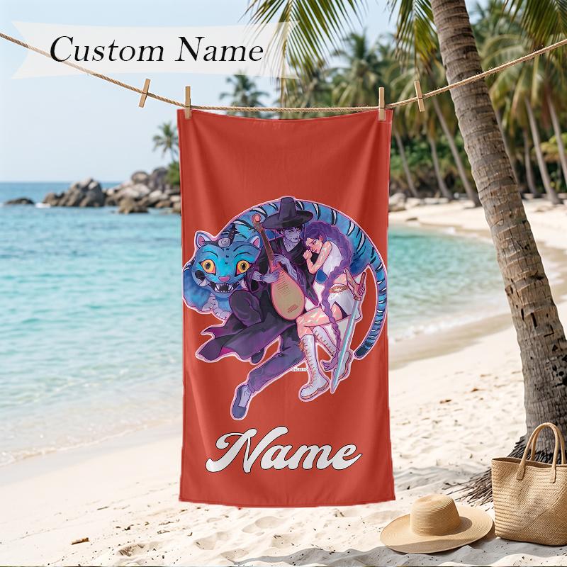 Rumi & Jinu Custom Name Printed Beach Towel Personalized Soft Towel For Swimming Beach Travel