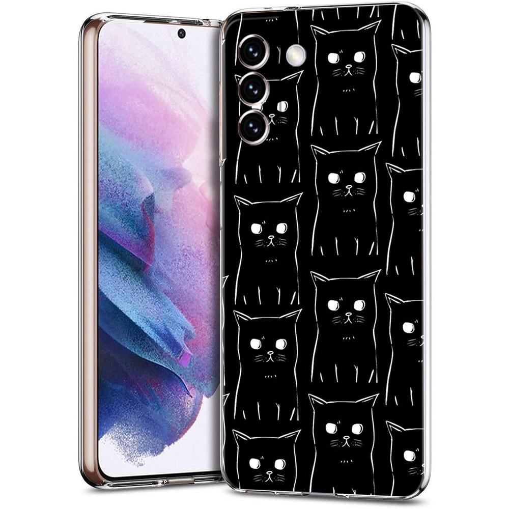 Милый чехол для телефона с рисунком черного кота для Samsung Galaxy S24 Plus S23 S22 S21 S20 FE Ultra 5G S10 S10E S9, мягкий прозрачный силиконовый чехол