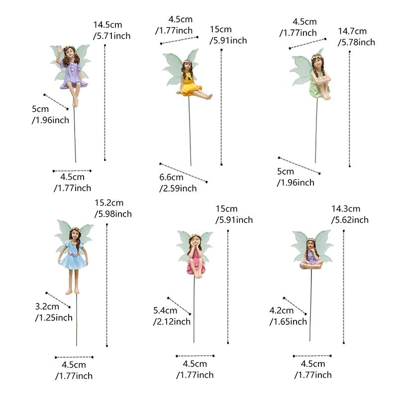 Аксессуары для сада фей, для улицы и дома, 6 шт. Миниатюрные фигурки фей для горшечных растений и украшения мини-садовой лужайки