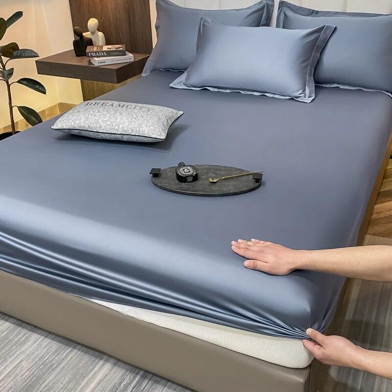 Cotton Fitted Sheet With Elastic Band Luxury Soft Mattress Covers Durable Skin-friendly Bedsheet Easy Care Bed Cover