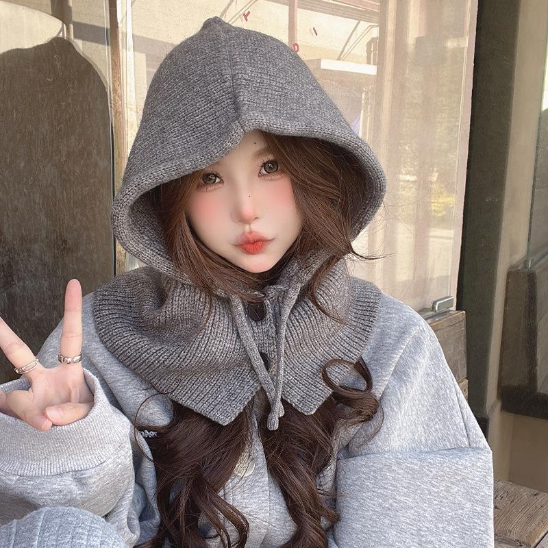 Autumn and winter men's and women's fashion versatile warm hat outdoor ear protection neck knitted wool hat manufacturer
