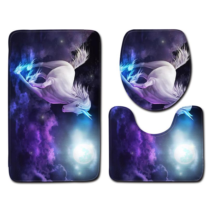 Единорог Ванная Туалет Трехкомпонентный Напольный Коврик Придверный Коврик Ковер для Ванной
