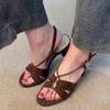 Old Money Wind Cross Belt Flat Sandals Women's Summer New Leather Versatile Open-toed Roman Shoes