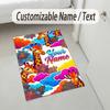 Floral Garden Theme Crystal Velvet Rug Personalized Custom Name Text Soft Floor Mat Home Decor