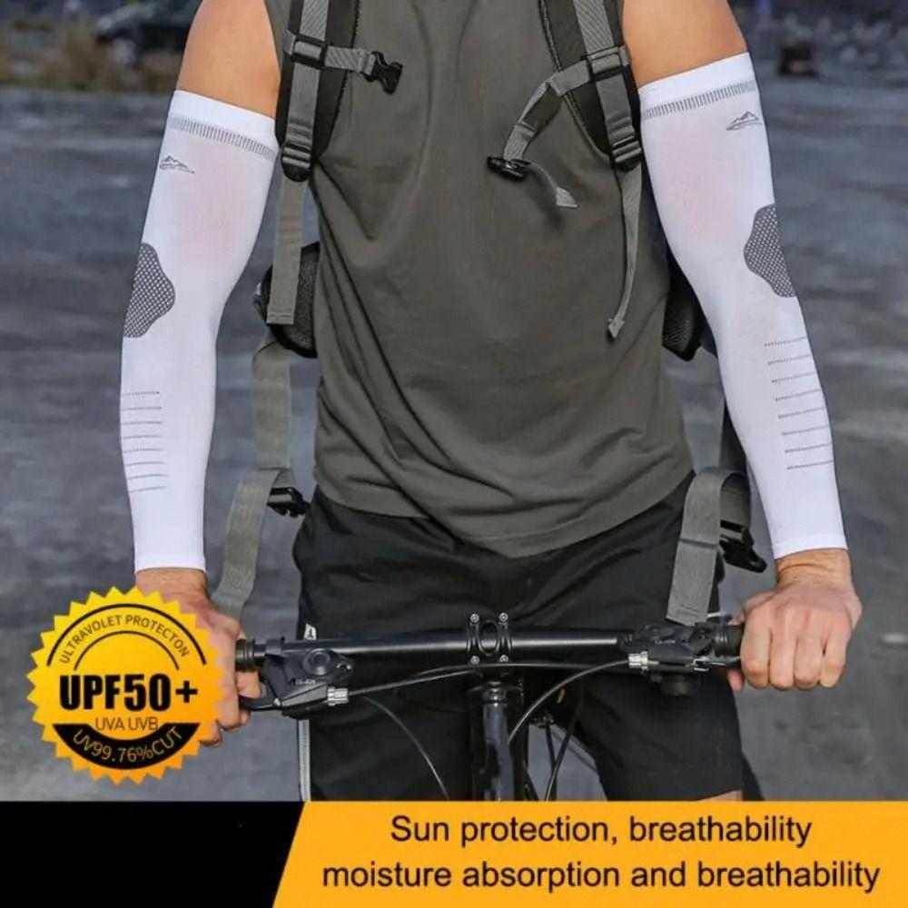 2Pcs Quick-drying Men's Sports Arm Guards Ice Silk Cooling Sleeves Cover New Sunscreen Sleeves