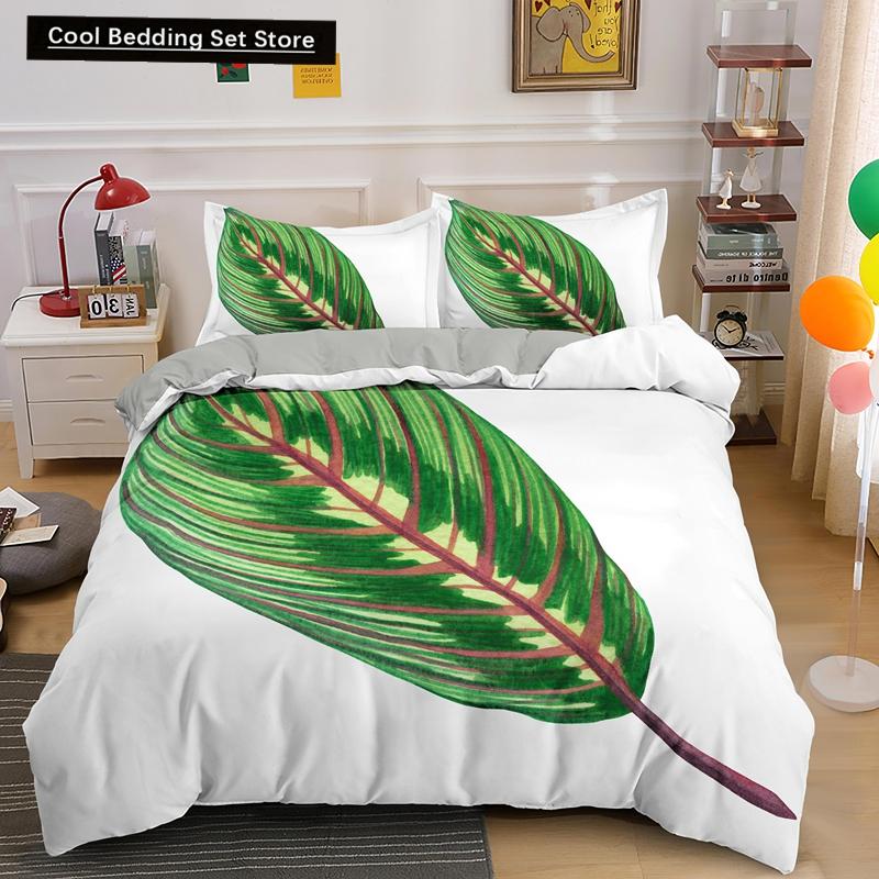 Комплект постельного белья «Природа» с изображением тропических зеленых листьев, джунглей и растений, пододеяльник с 3D-ботаническим рисунком из полиэстера