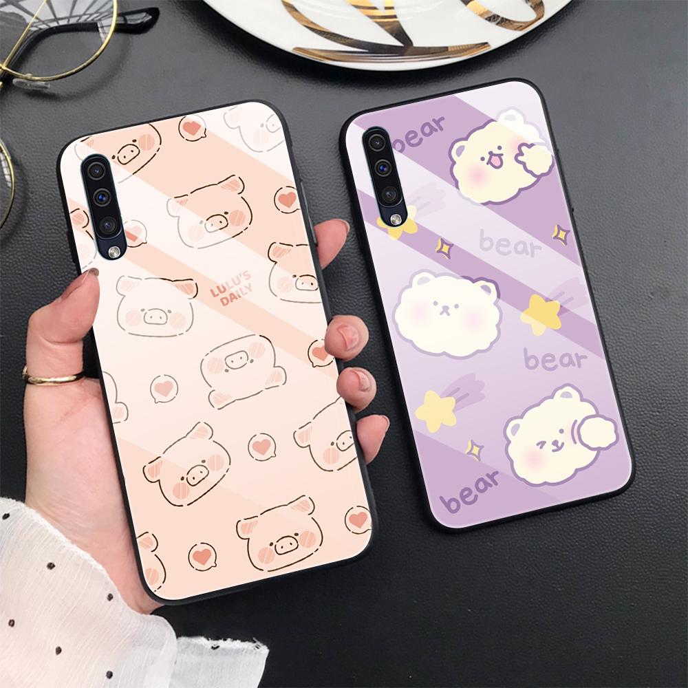 Чехол с изображением милого поросенка для Samsung Galaxy A52 A71 A72 A70 A73 A53 A13 5g A03 A22 A21s A03 Core A42, крышка из закаленного стекла