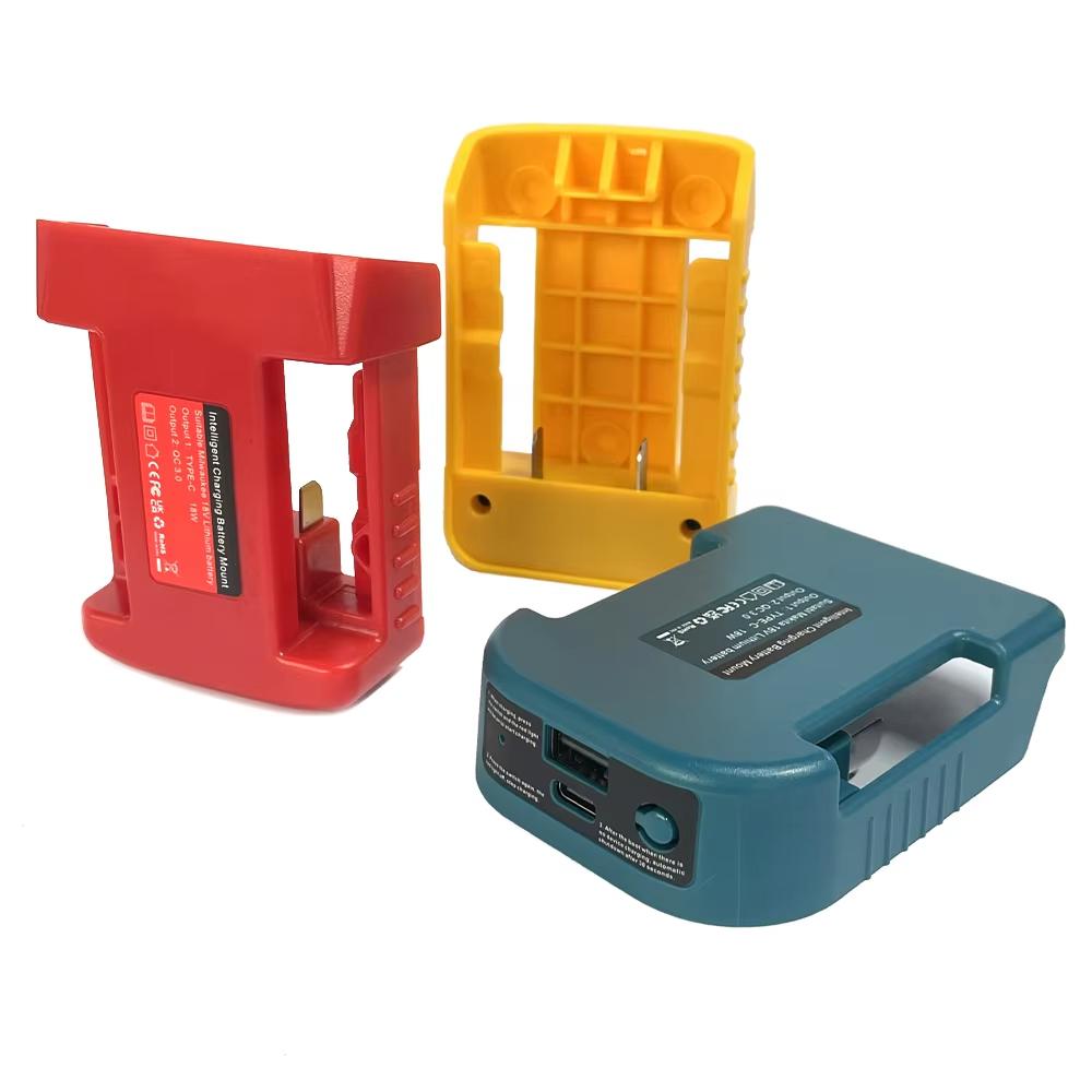 Портативный адаптер-зарядное устройство, совместимый для Makita, Для Dewalt, Для Milwaukee 18V Li-ion, с держателем батареи USB Type-C, Быстрая зарядка