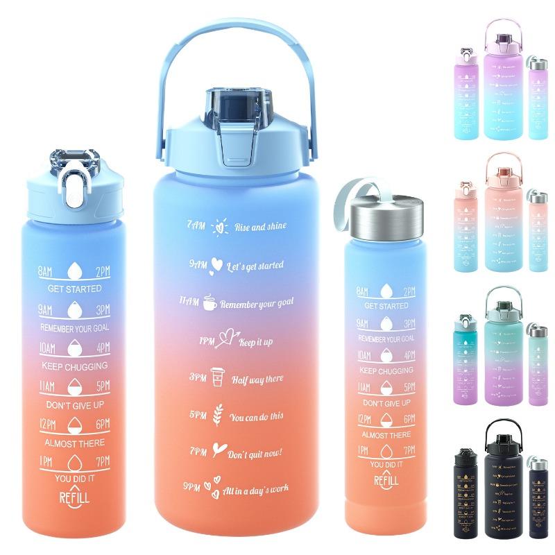 Portable Reusable Plastic Cups Outdoor Travel Gym Sports Water Bottle with Time Marker Motivational Drinking Bottle